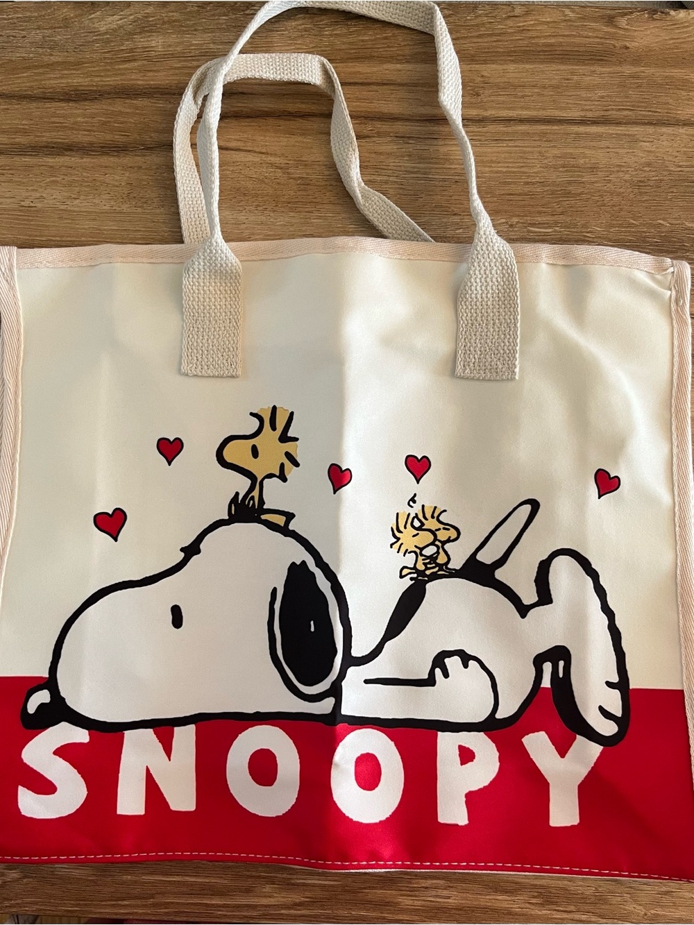 Peanuts Cream and Red Snoopy Canvas Tote